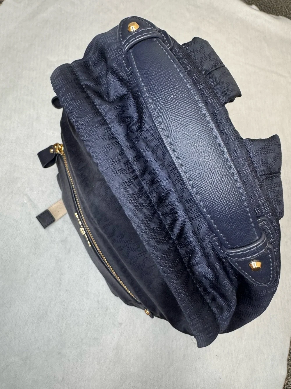 Michael Kors Navy Backpack with Gold Hardware